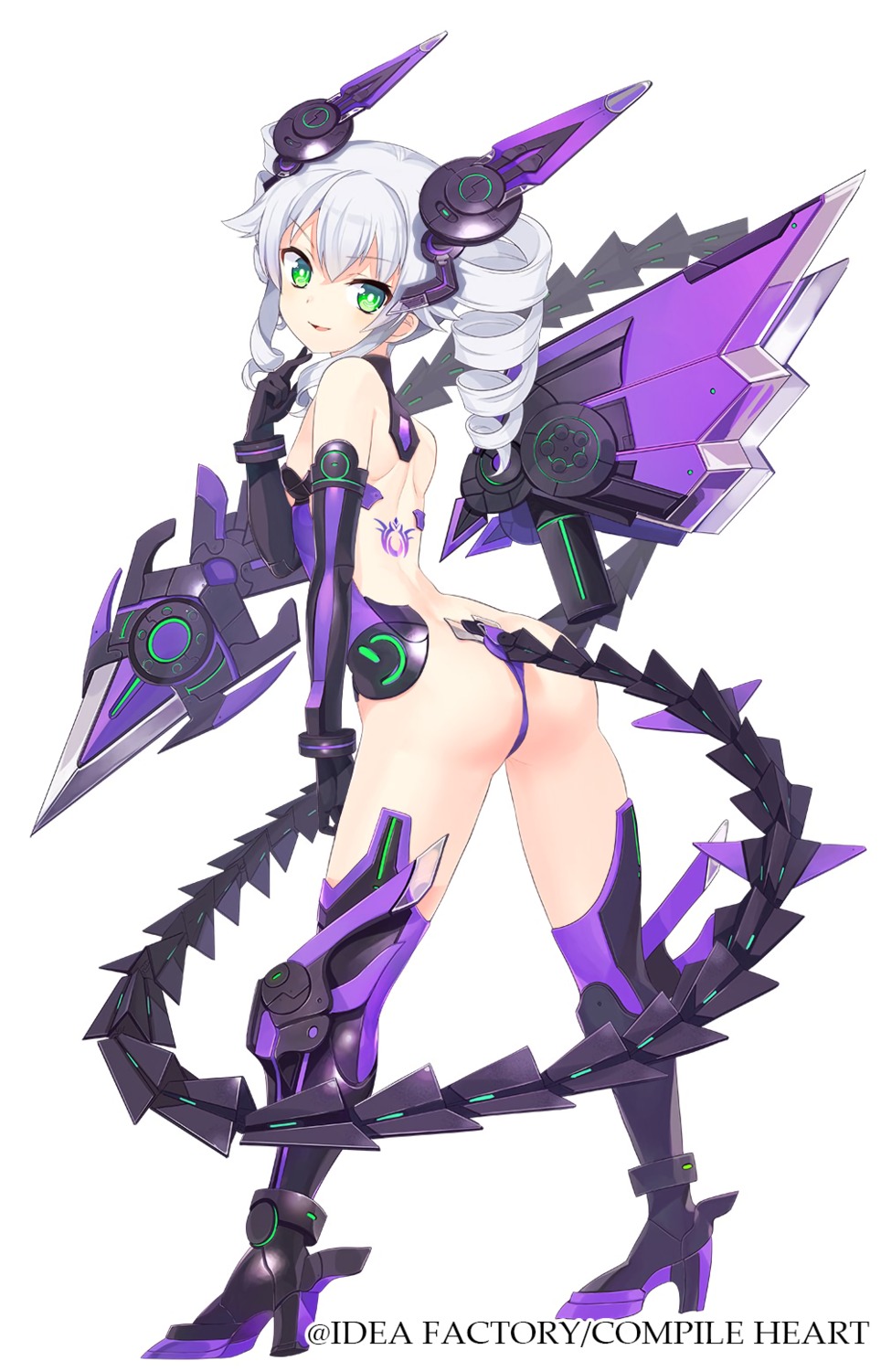 ass compile_heart heels idea_factory konbu_wakame no_bra tail tattoo thong uni_(choujigen_game_neptune) weapon