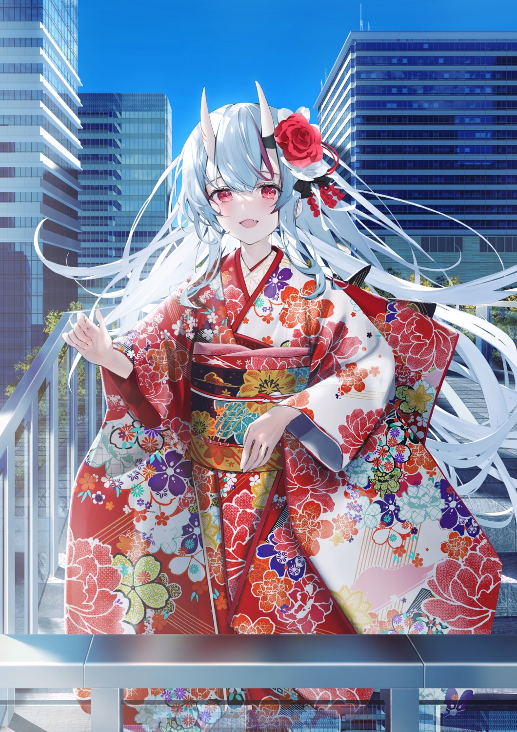 daitai_sotogawa_(futomomo) hololive horns kimono nakiri_ayame