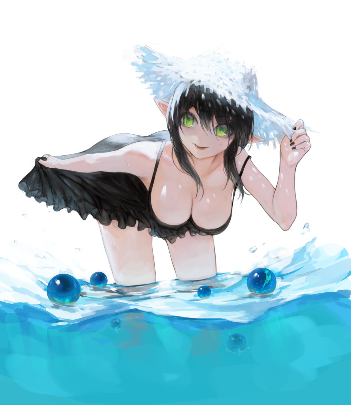 egk513 no_bra pointy_ears skirt_lift wet