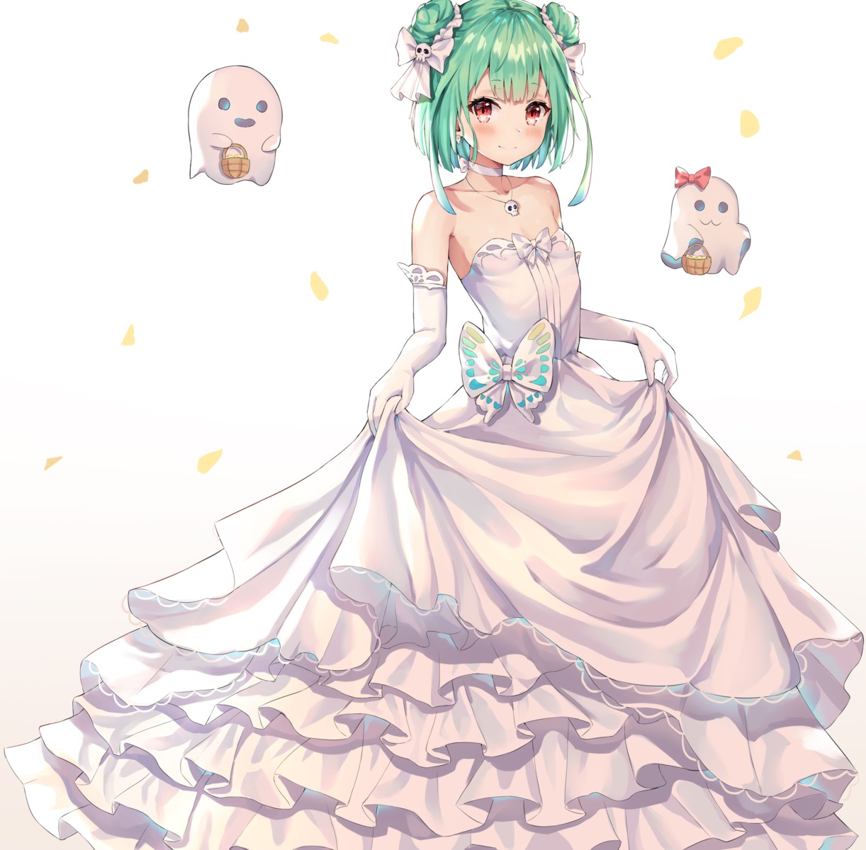 cleavage dress hokori_sakuni hololive uruha_rushia wedding_dress