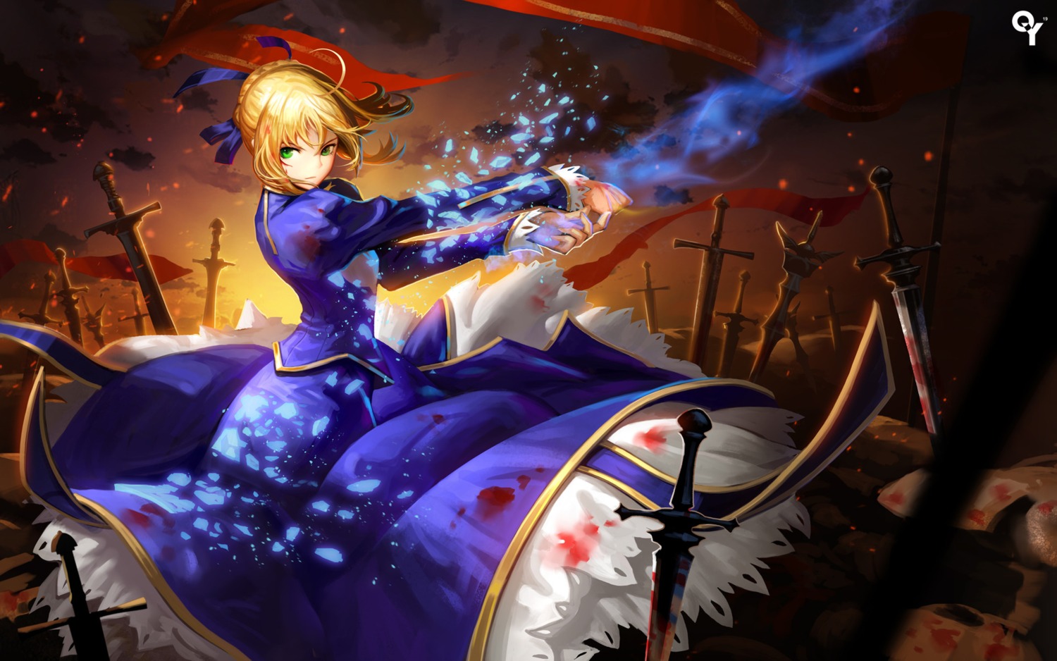 blood dress fate/stay_night liang_xing saber sword