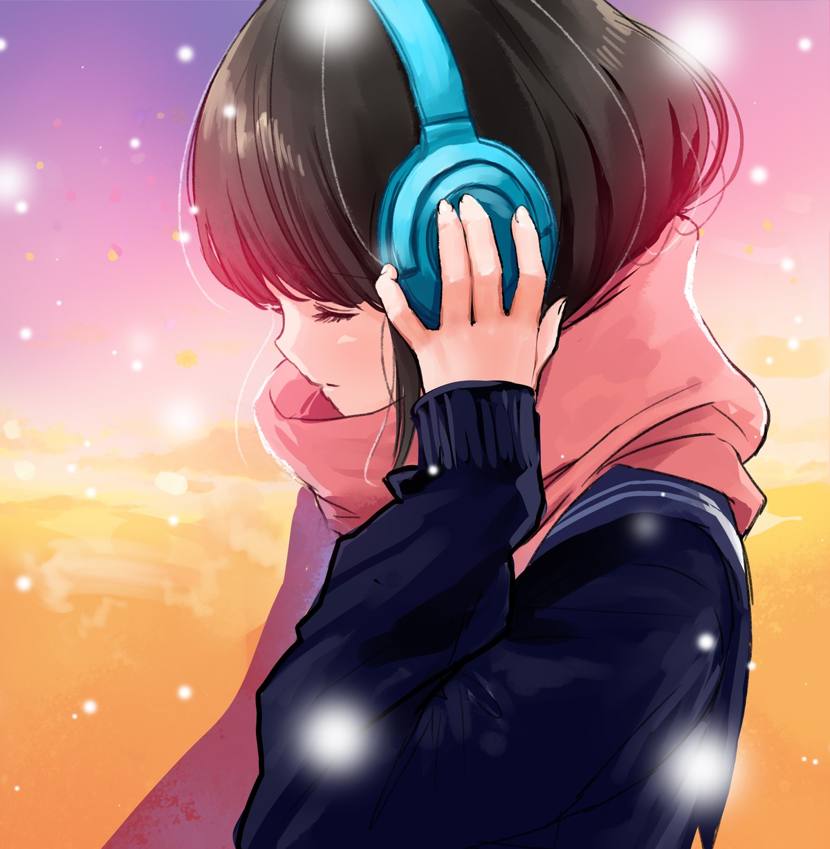 headphones kazuharu_kina seifuku sweater