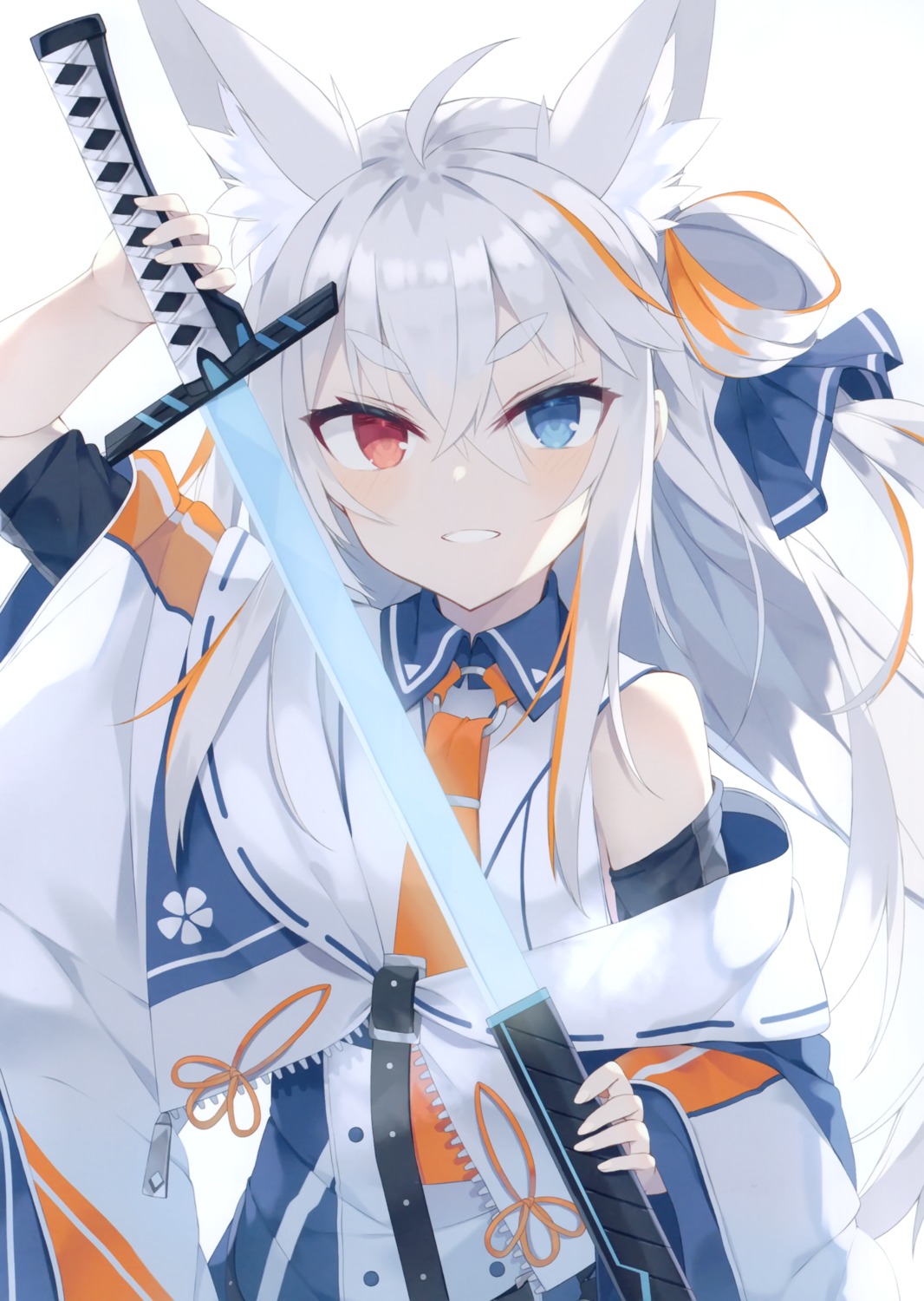 animal_ears heterochromia maruguya.exe nibiiro_shizuka sword