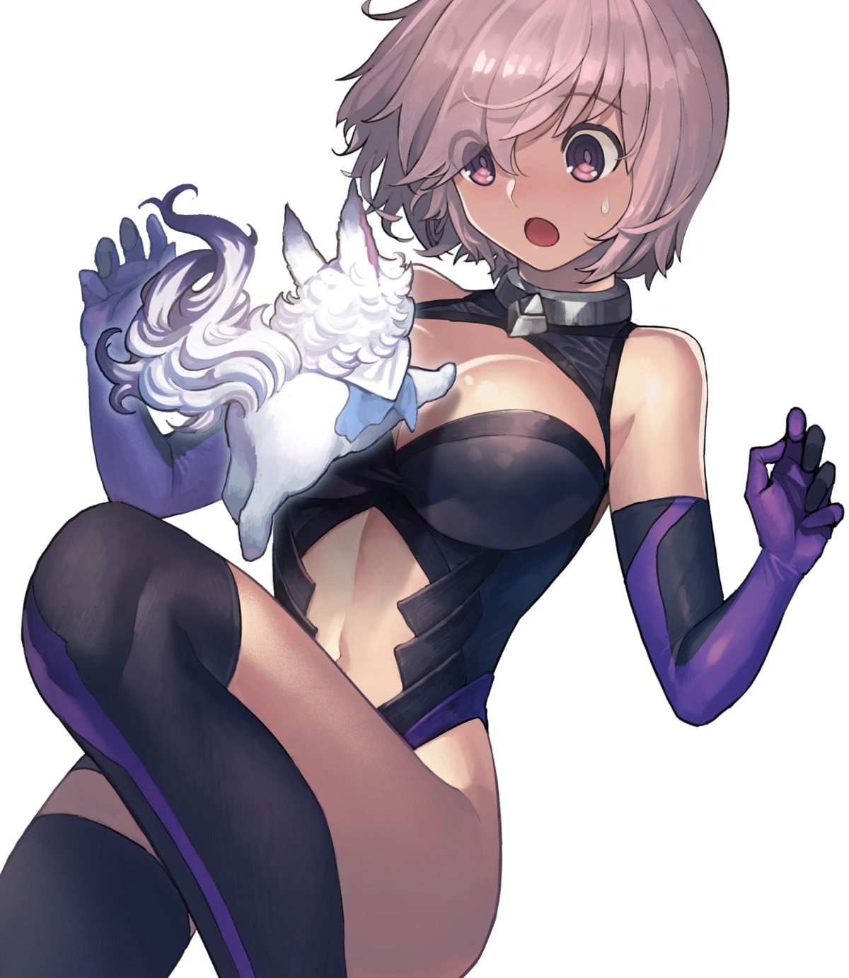 cleavage fate/grand_order fou_(fate/grand_order) leotard mash_kyrielight sungwon thighhighs