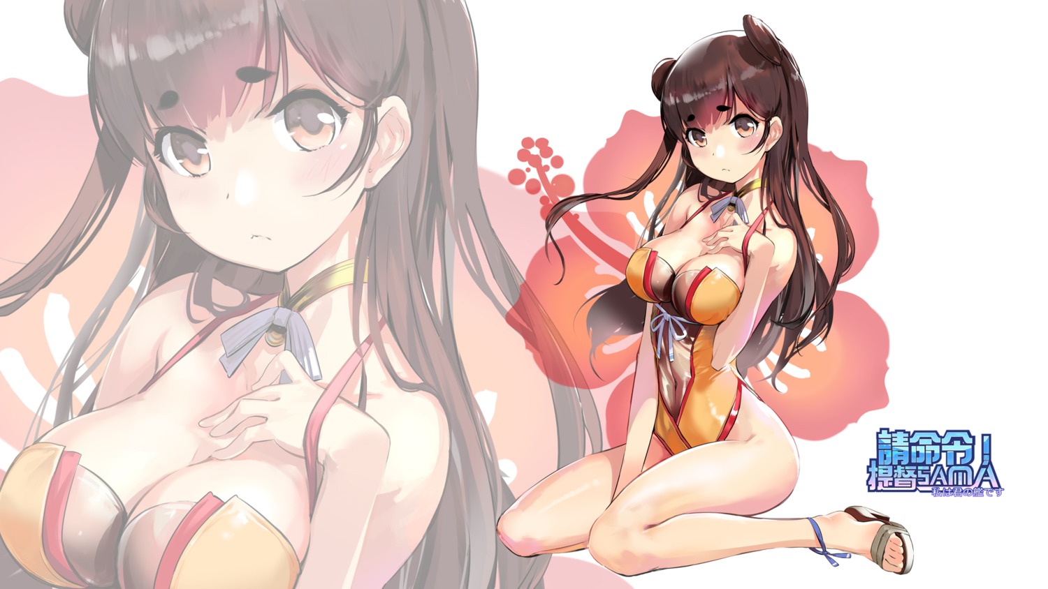 cleavage heels swimsuits wallpaper warship_hime zeco