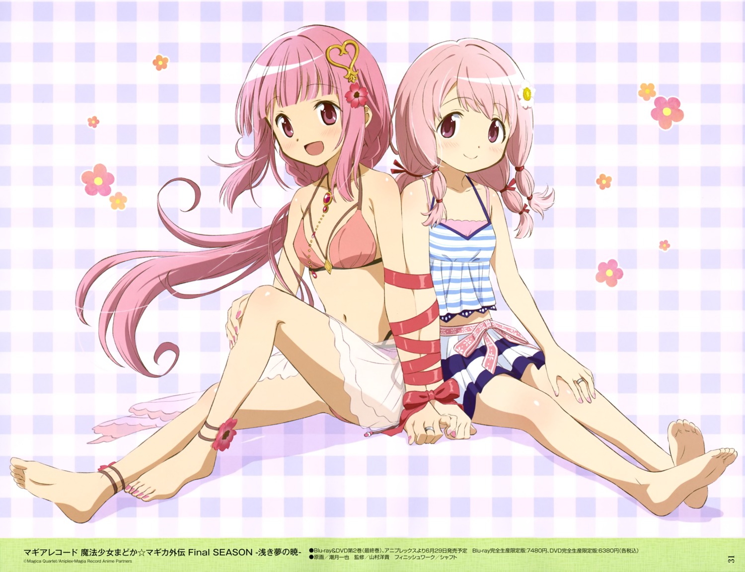 bikini bondage feet loli magia_record:_mahou_shoujo_madoka_magica_gaiden mahou_shoujo_madoka_magica see_through shiotsuki_kazuya swimsuits tamaki_iroha tamaki_ui