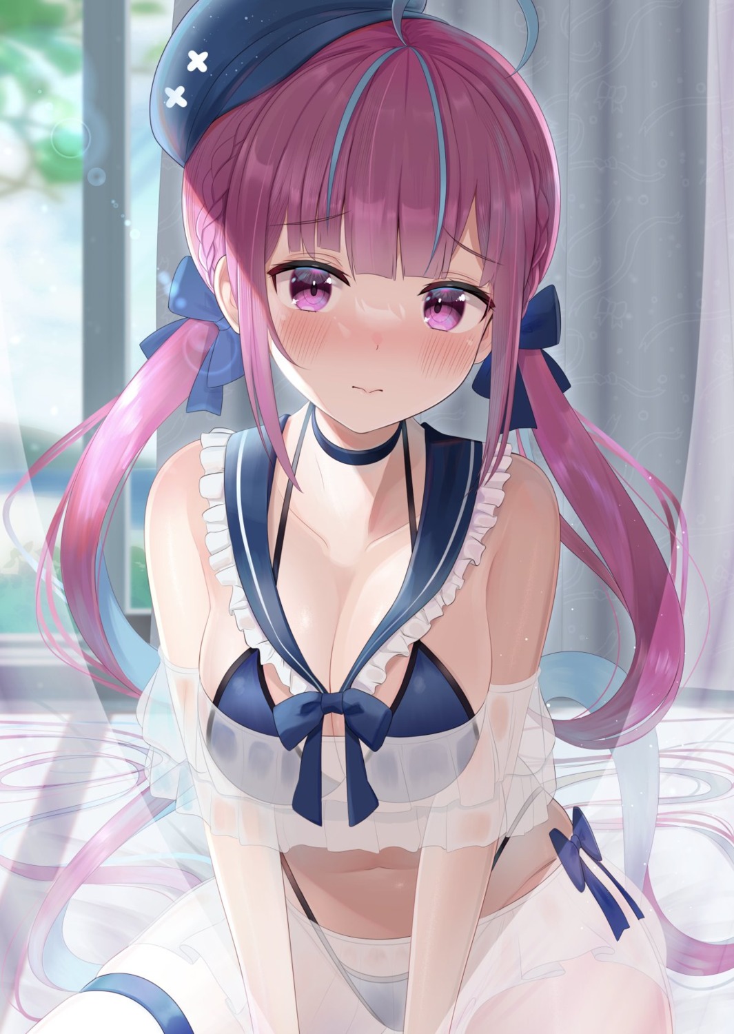 bikini garter hololive kachikachipiroo minato_aqua see_through swimsuits