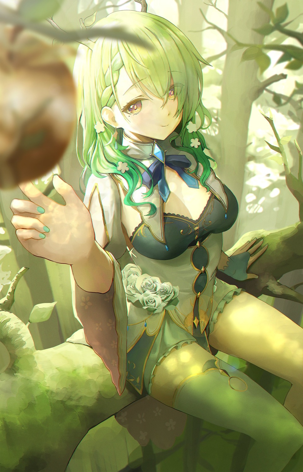 ceres_fauna hololive hololive_english horns thighhighs wei_hua_(vlad_3)