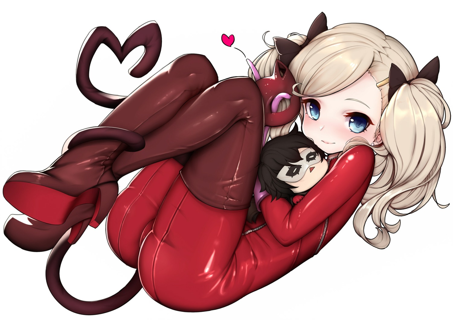 bodysuit chibi heels kiyomasa_ren megaten persona persona_5 tail takamaki_anne thighhighs