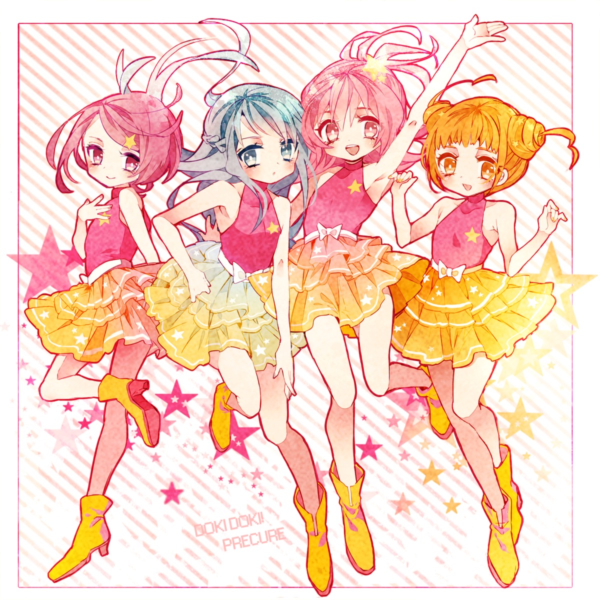 aida_mana cheerleader dokidoki!_precure hishikawa_rikka kenzaki_makoto pretty_cure yotsuba_alice yuucho