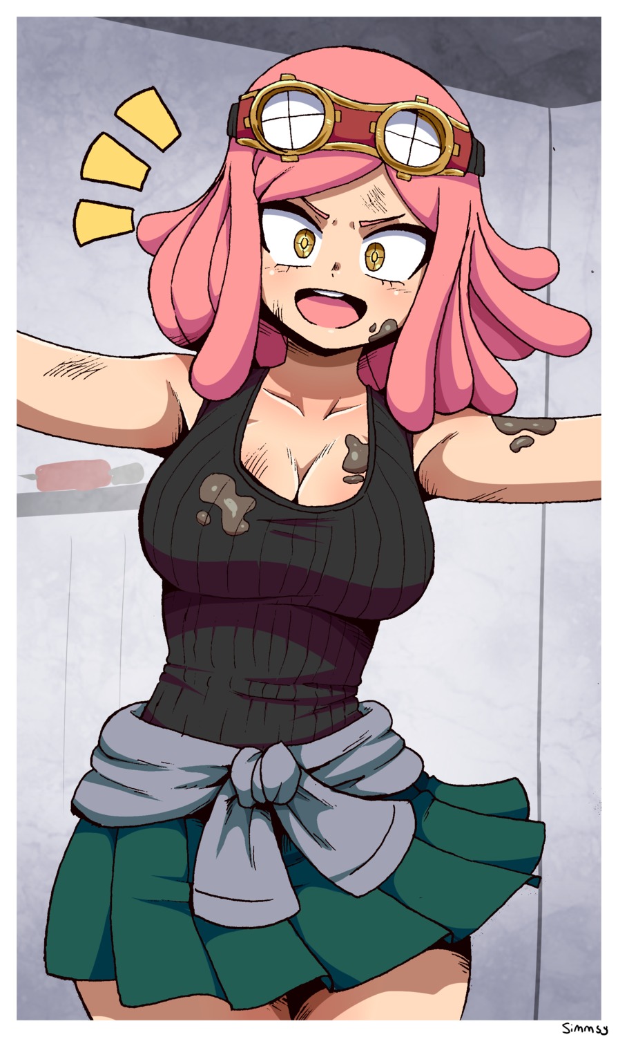 boku_no_hero_academia cleavage cream hatsume_mei megane simmsyboy skirt_lift