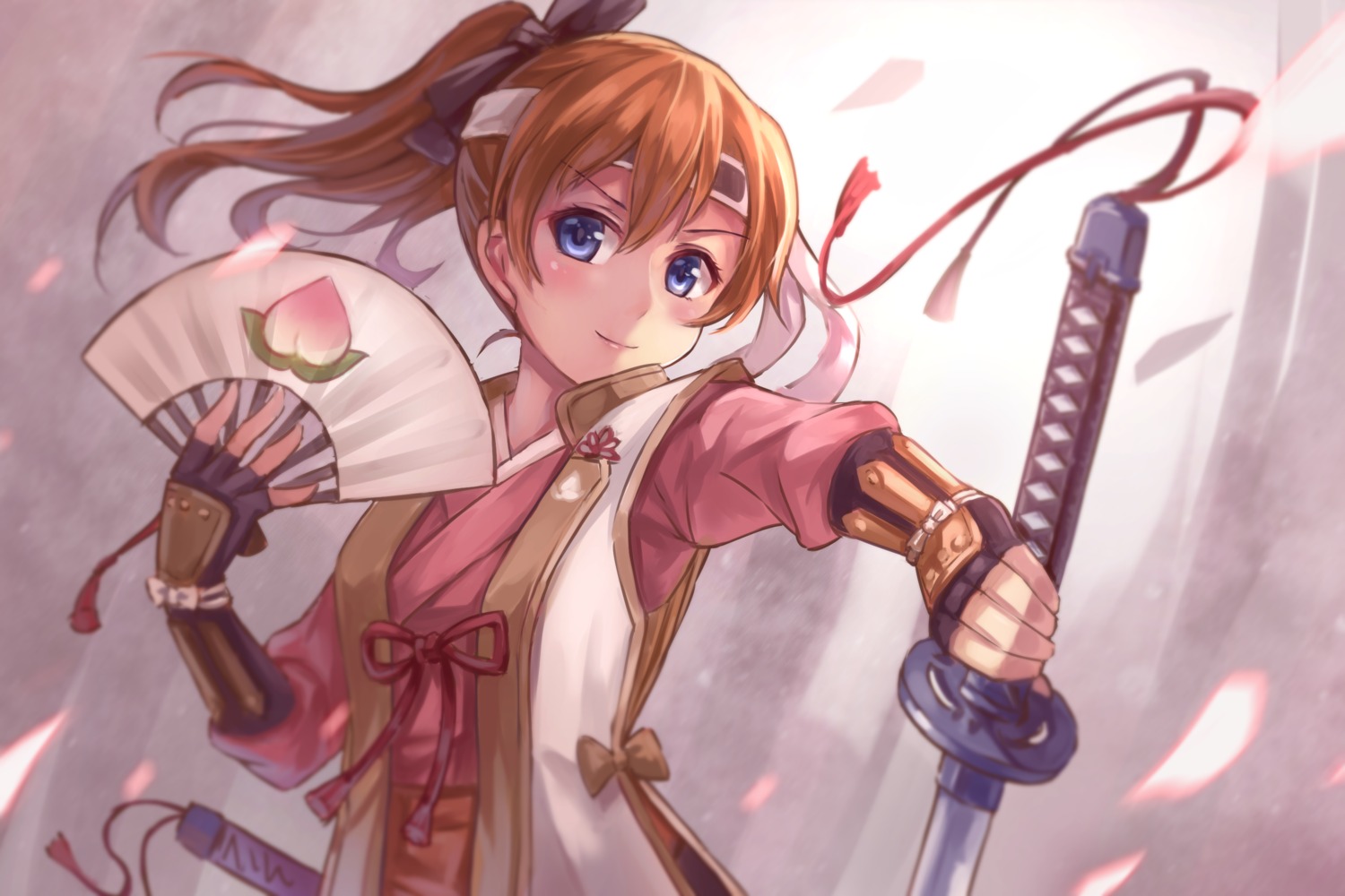 armor japanese_clothes kousaka_honoka love_live! miazi_yayo sword