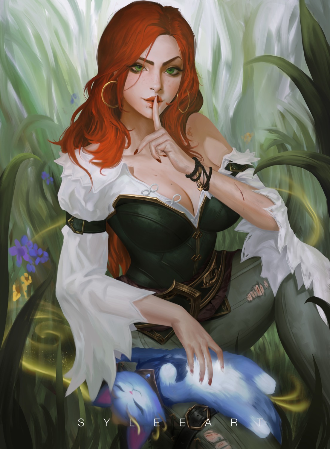 blood cleavage league_of_legends miss_fortune no_bra open_shirt sylee torn_clothes