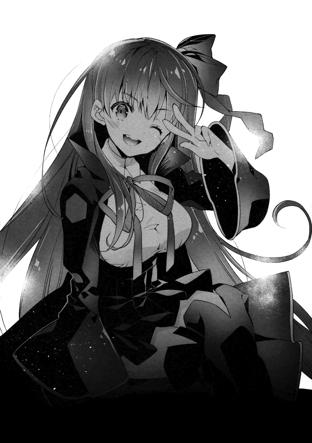 ariko_yohichi bb_(fate/extra_ccc) fate/grand_order monochrome thighhighs