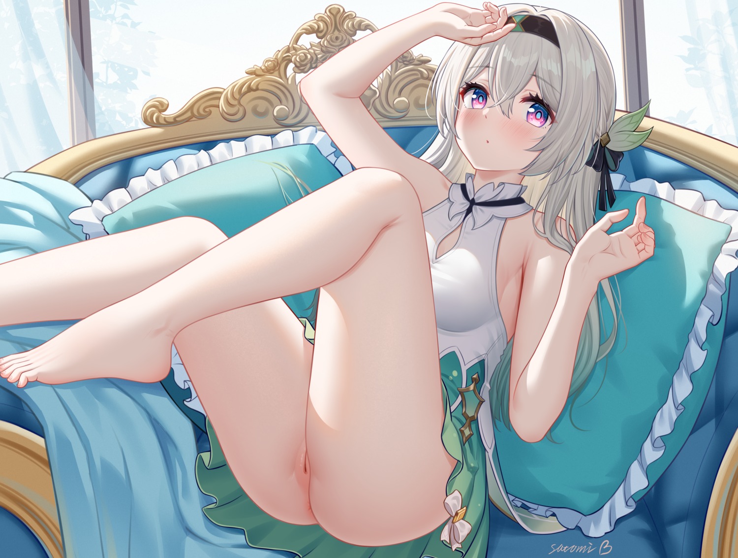 feet firefly honkai:_star_rail no_bra nopan pussy satomi_(745684552) skirt_lift uncensored