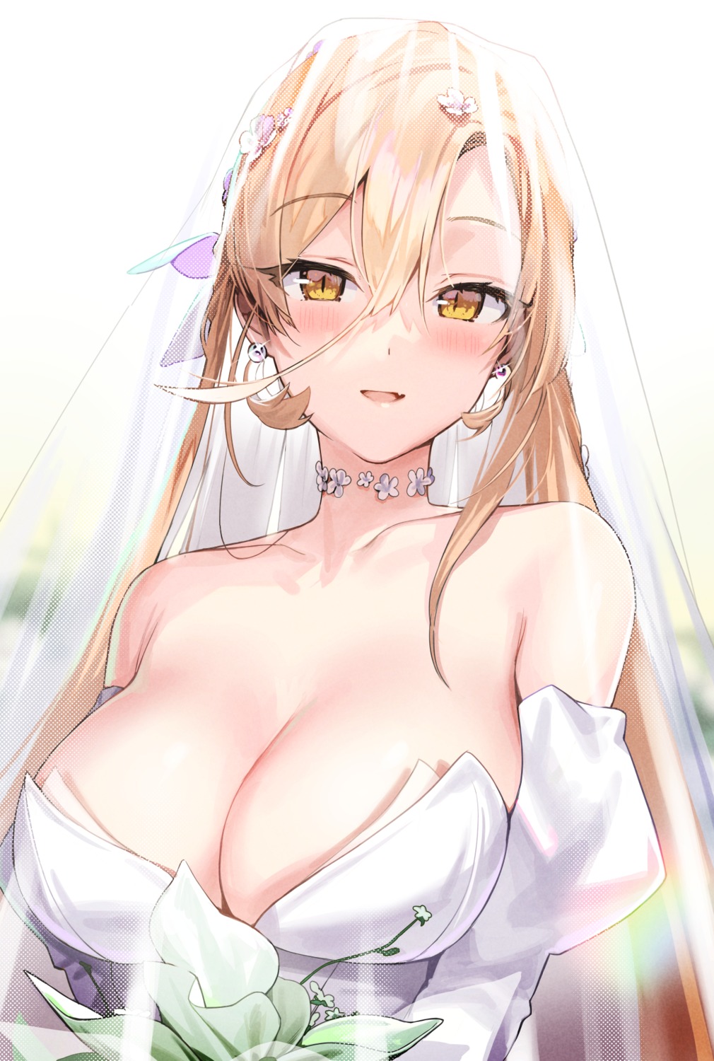 cleavage dress kanzarin nijisanji no_bra nui_sociere wedding_dress