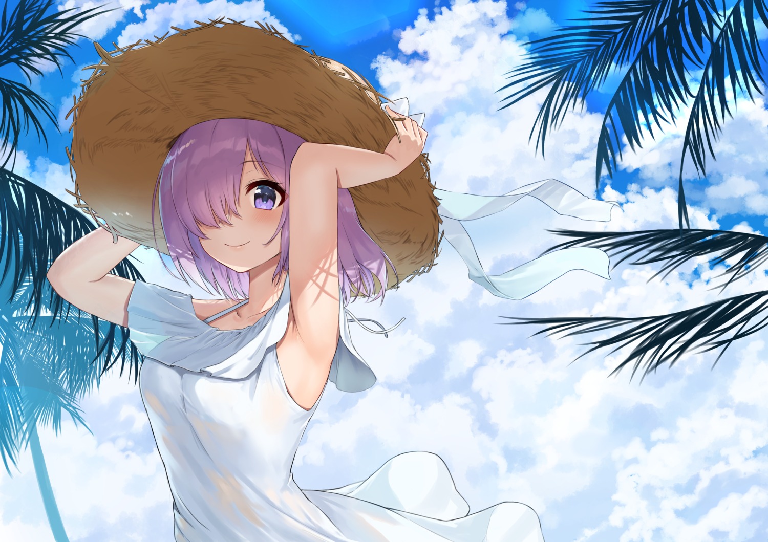 ayul_(ayulneri_92) dress fate/grand_order mash_kyrielight skirt_lift summer_dress