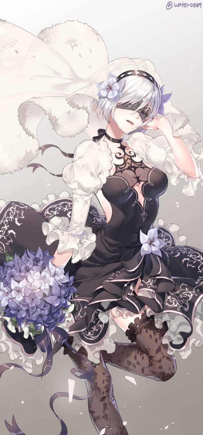 cleavage dress nier_automata see_through thighhighs water0889 yorha_no.2_type_b