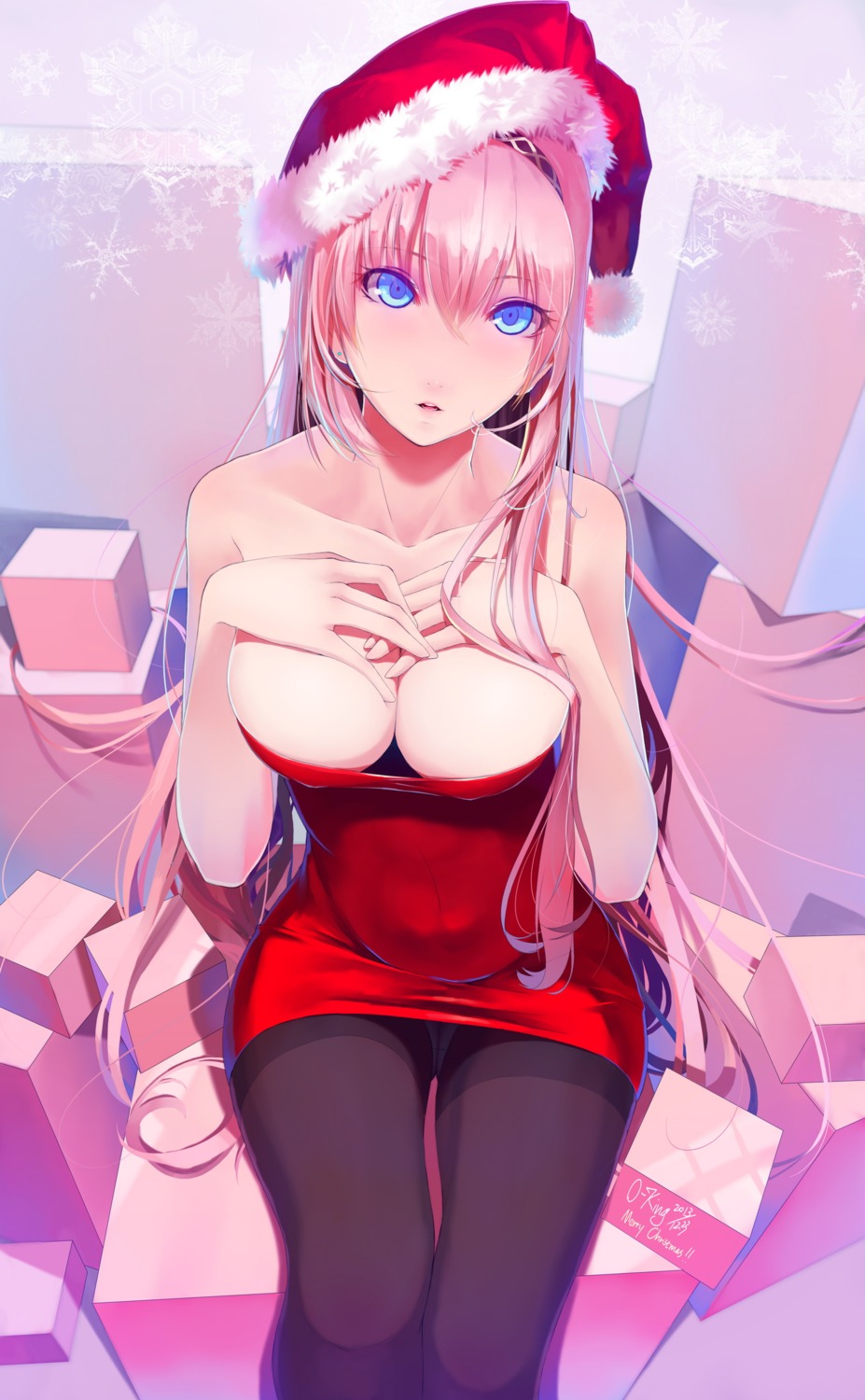 christmas cleavage erect_nipples megurine_luka okingjo pantsu pantyhose vocaloid