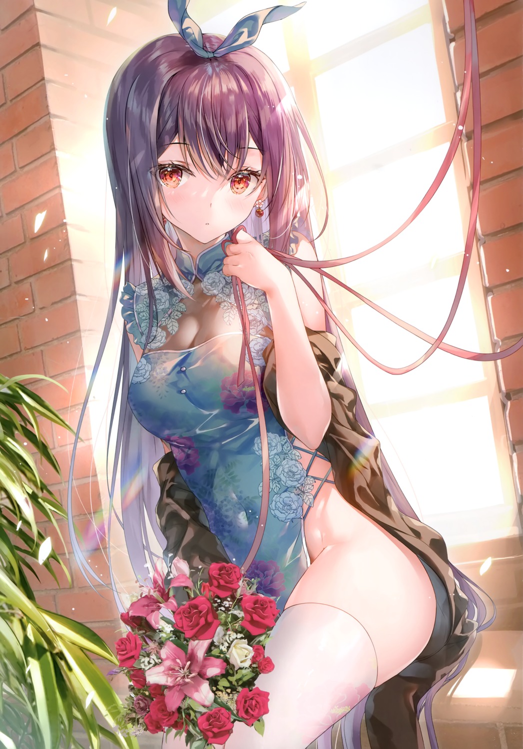 chinadress miwabe_sakura nopan pion see_through thighhighs