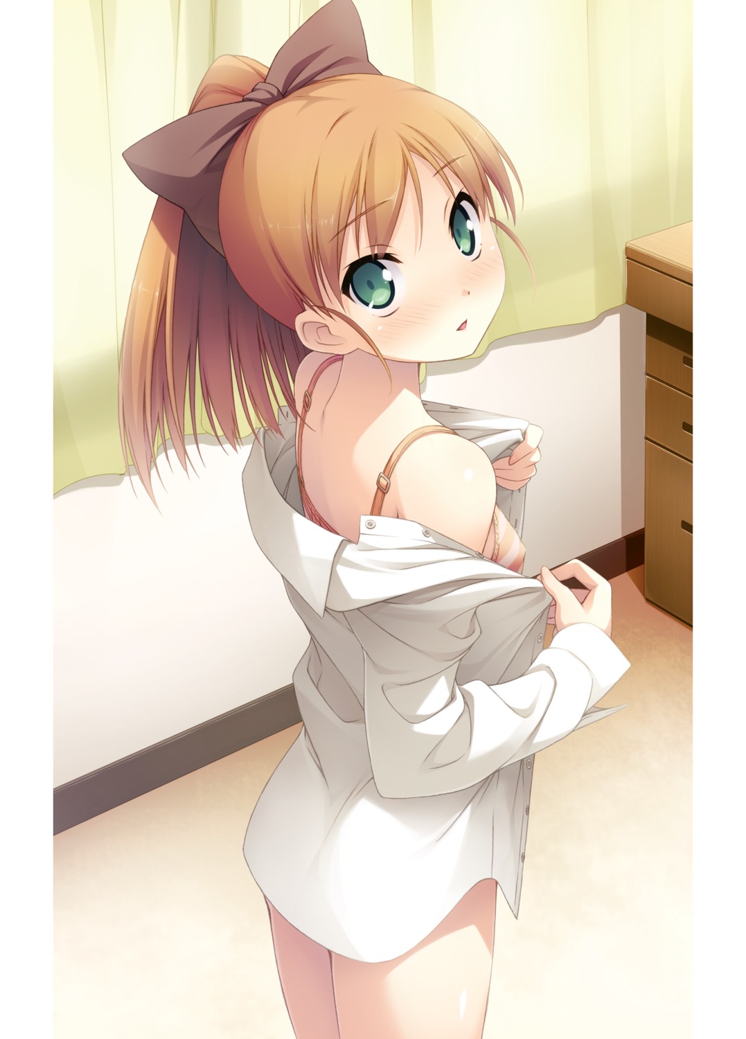 bra cube digital_version dress_shirt erect_nipples kantoku minagawa_yuuhi open_shirt undressing your_diary