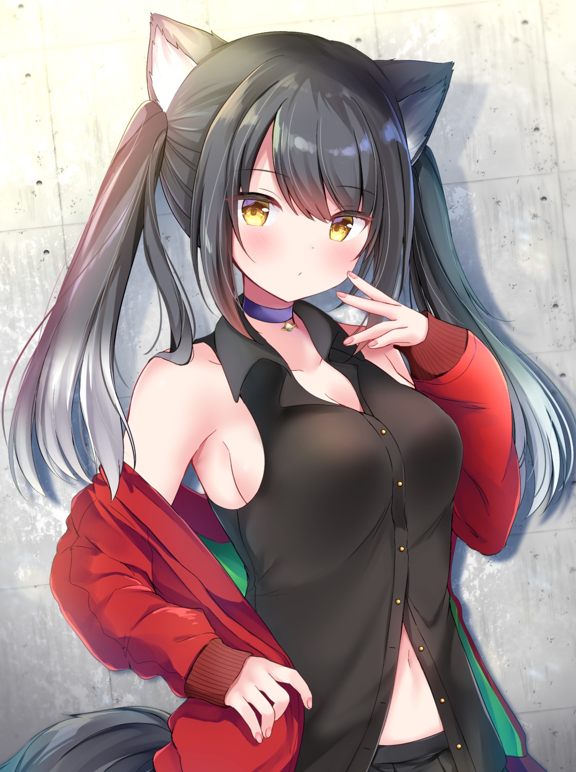 animal_ears cleavage masayo_(gin_no_ame) tail