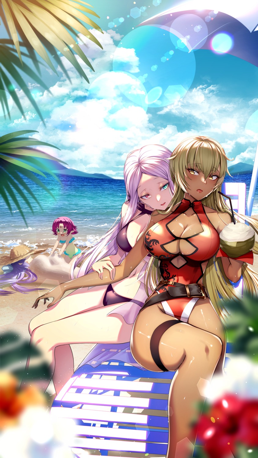 bikini cleavage cluseller fae fire_emblem fire_emblem:_rekka_no_ken garter heterochromia idenn igrene see_through swimsuits yuri