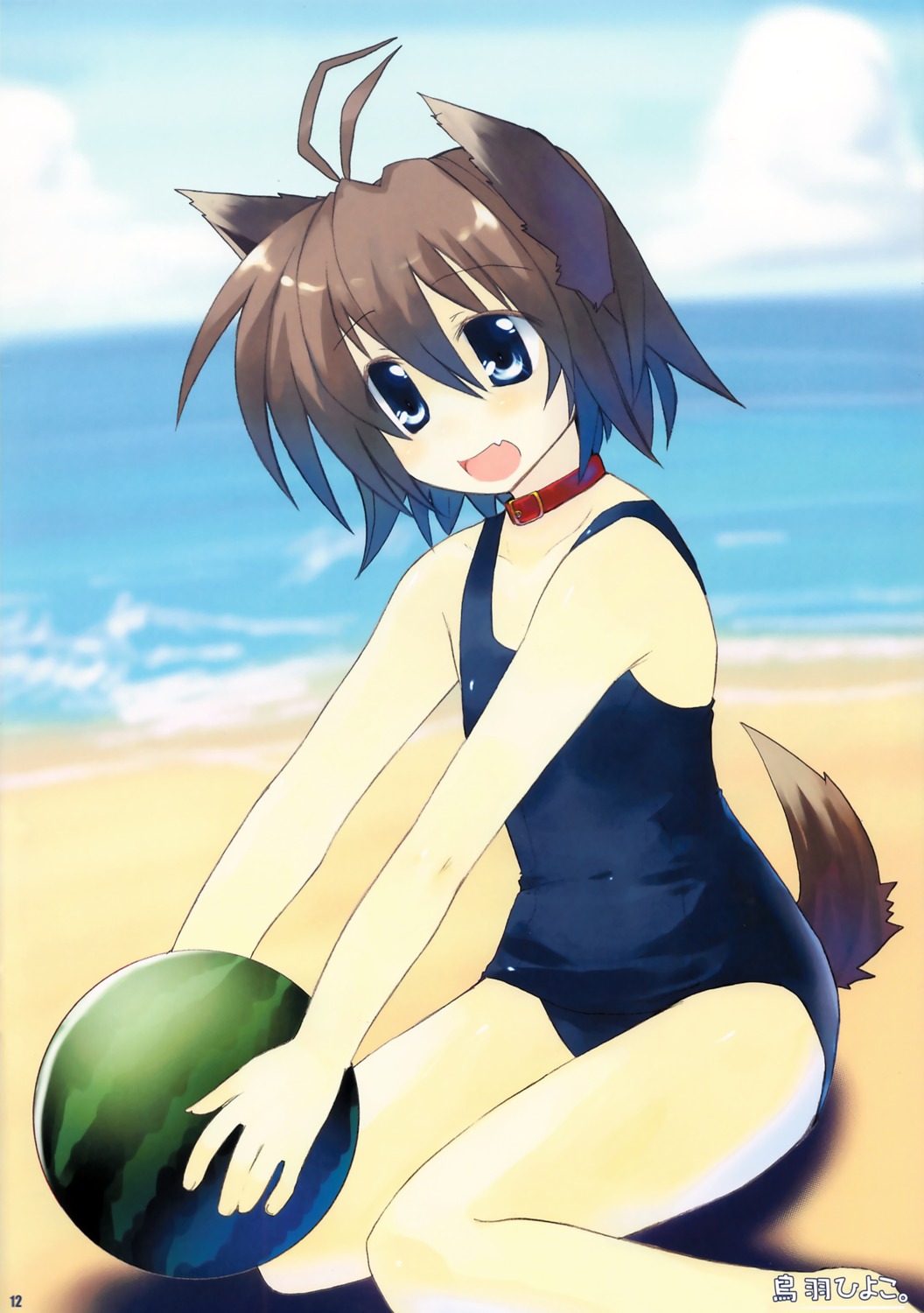 animal_ears color_issue hatori_piyoko school_swimsuit suzuya swimsuits tail