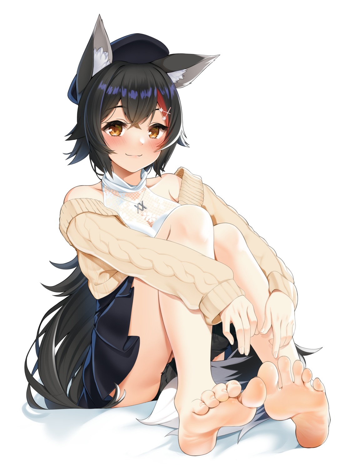 animal_ears casino_(casinoep) feet hololive hololive_gamers ookami_mio sweater tail