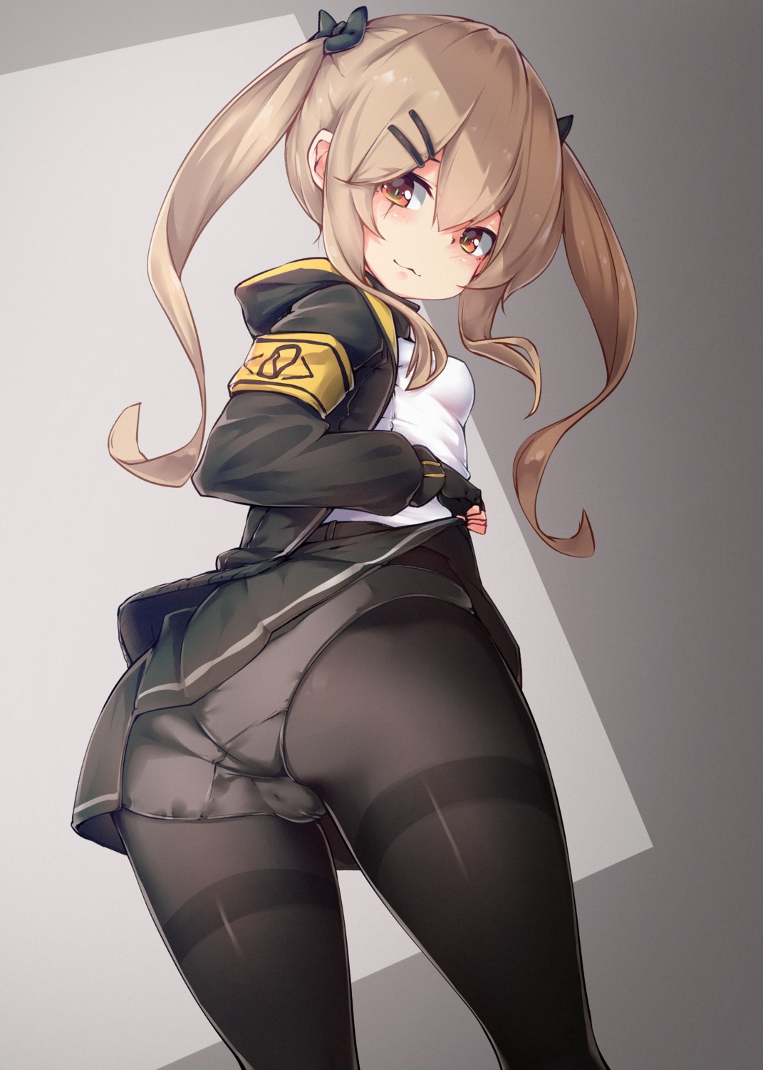 ass cameltoe donedone girls_frontline pantsu pantyhose skirt_lift ump9_(girls_frontline)