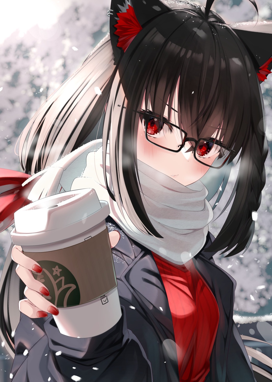 animal_ears borumete hololive hololive_gamers kitsune kurokami_fubuki megane sweater