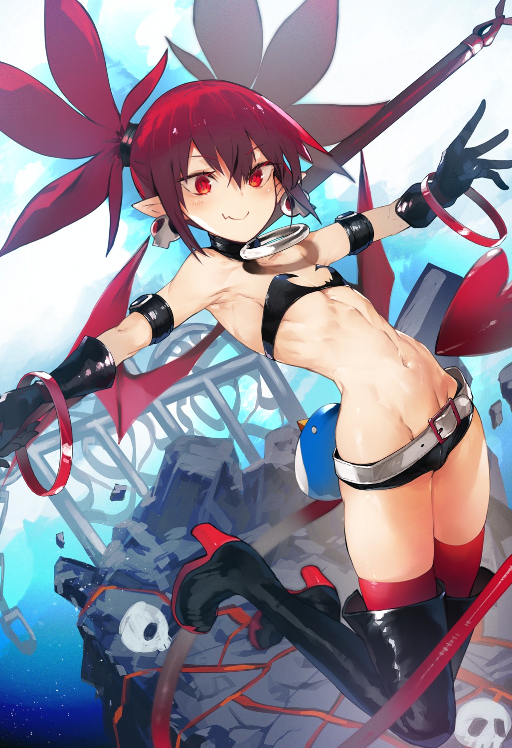 disgaea etna heels no_bra pointy_ears thighhighs wings