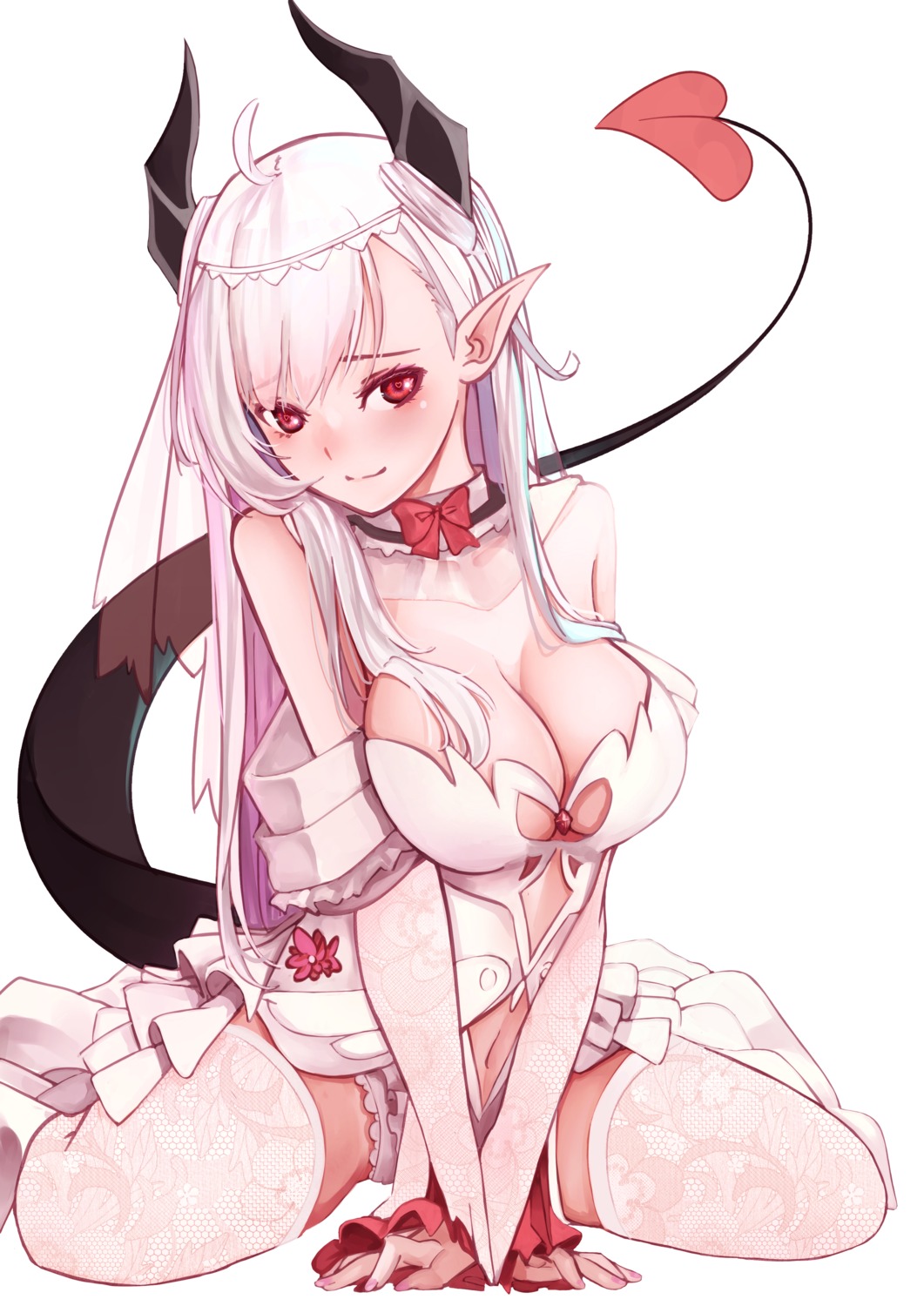 fjs horns lingerie no_bra pantsu pointy_ears tail thighhighs wings