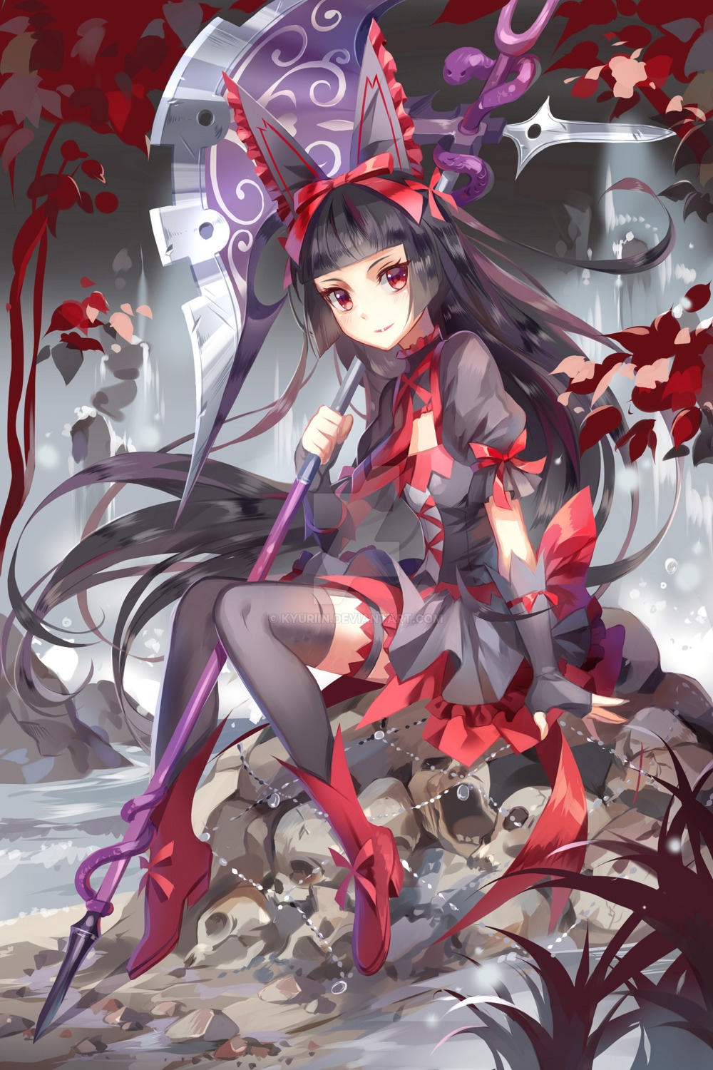 garter gate:_jieitai_kanochi_nite_kaku_tatakaeri gothic_lolita heels kyuriin lolita_fashion rory_mercury thighhighs weapon