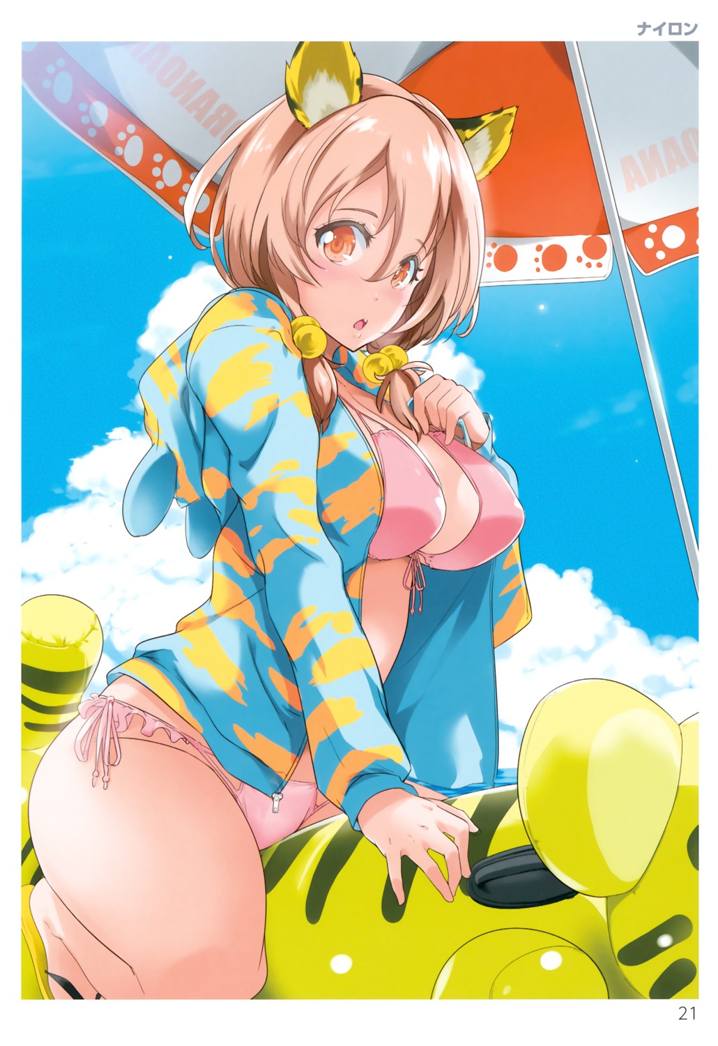 animal_ears bikini cleavage nylon open_shirt swimsuits toranoana