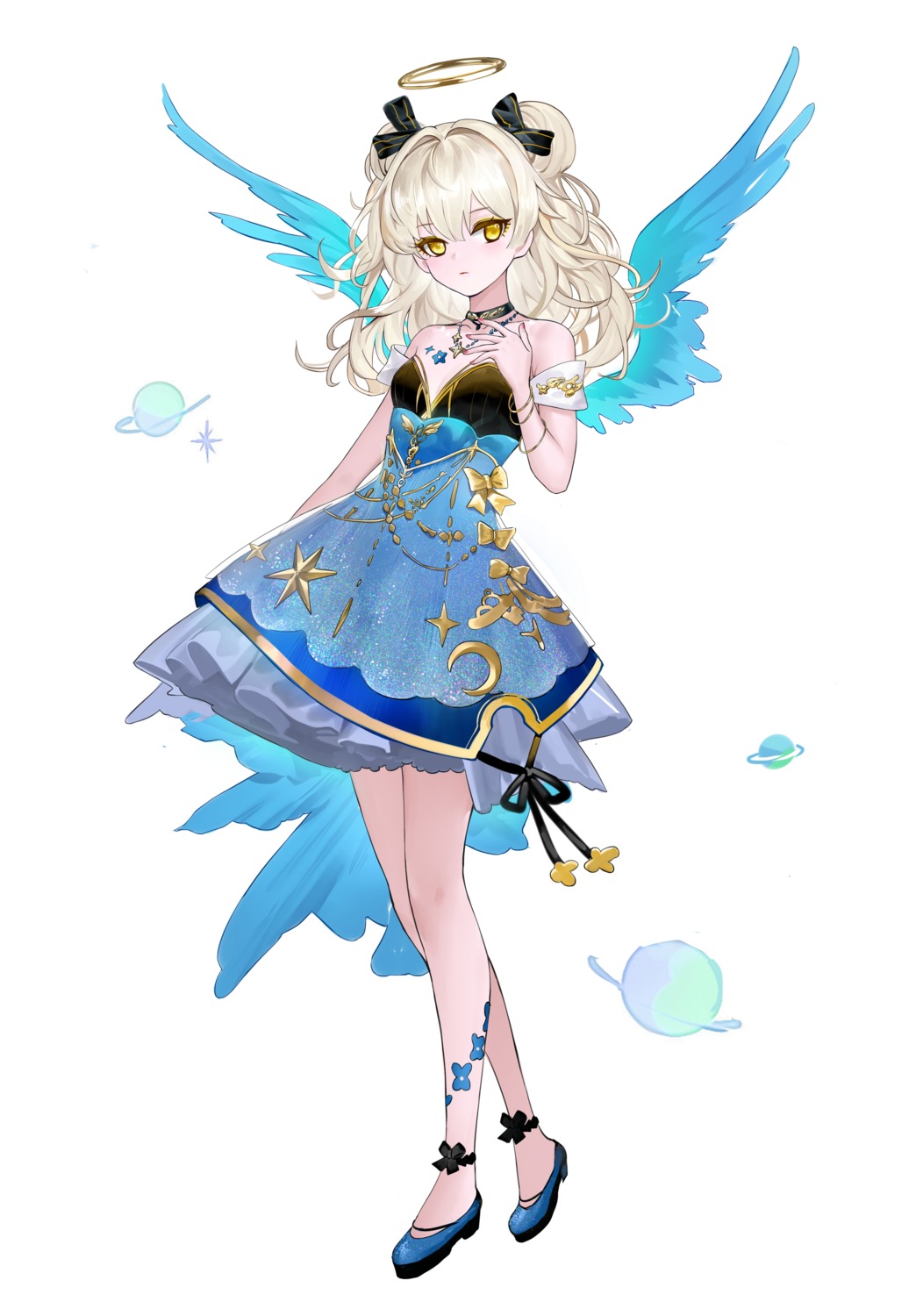 angel dress heels no_bra tameiki wings