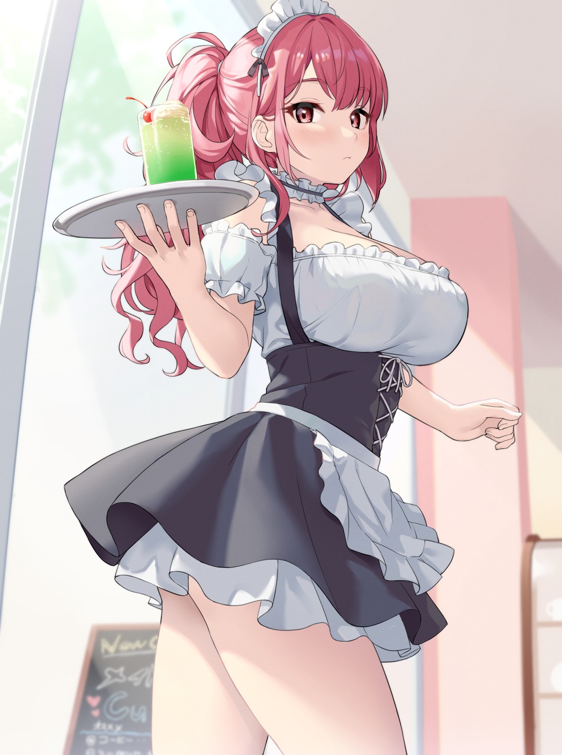 maid no_bra sawada_yuusuke skirt_lift waitress