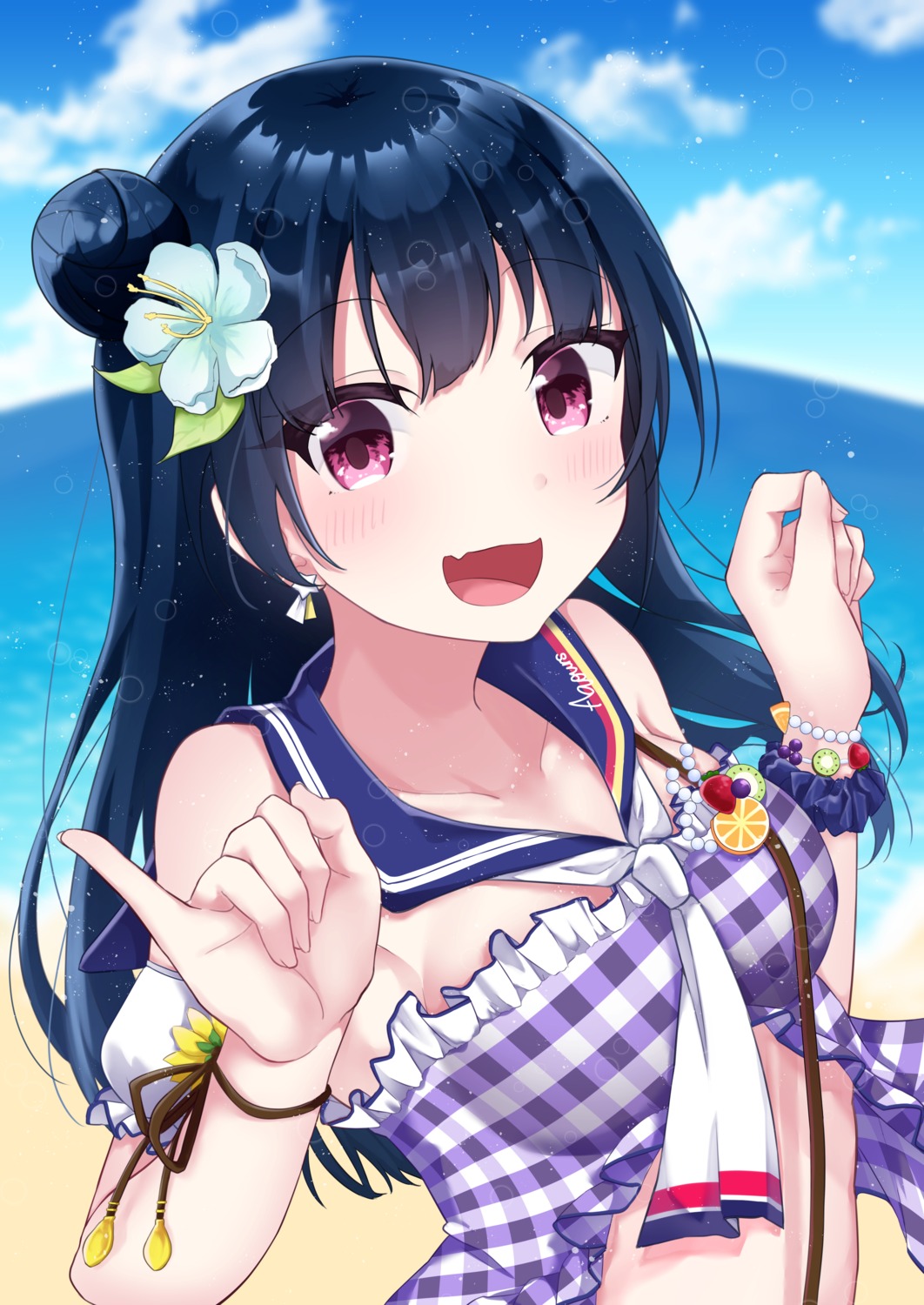 harukasu_(mememememo) love_live!_sunshine!! seifuku swimsuits tsushima_yoshiko