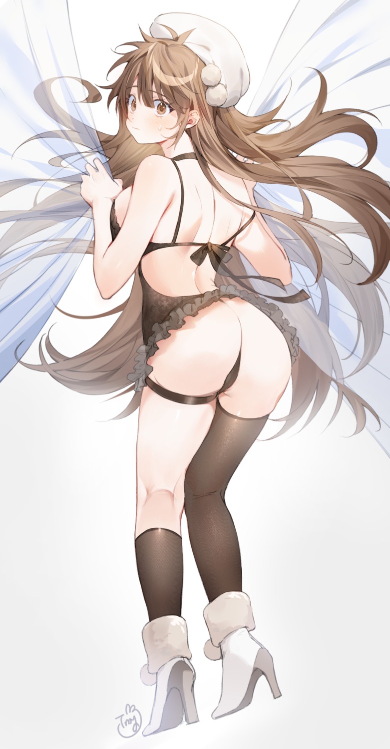 ass cameltoe heels lingerie pantsu skirt_lift thighhighs thong timy