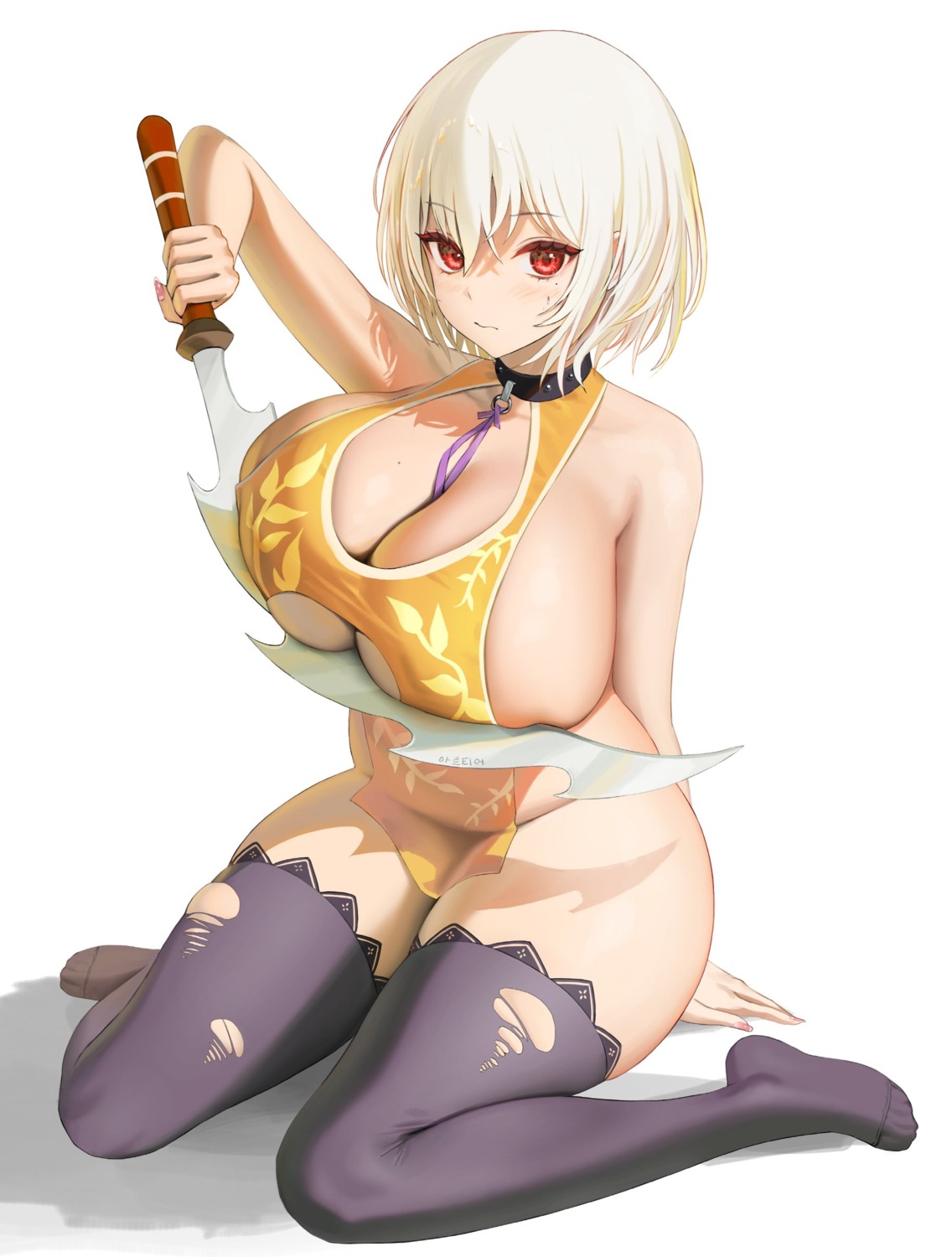 artier's_character myabit naked_apron sword thighhighs torn_clothes