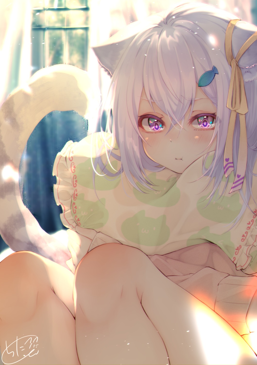 animal_ears chita_(ketchup) nekomimi sweater tail