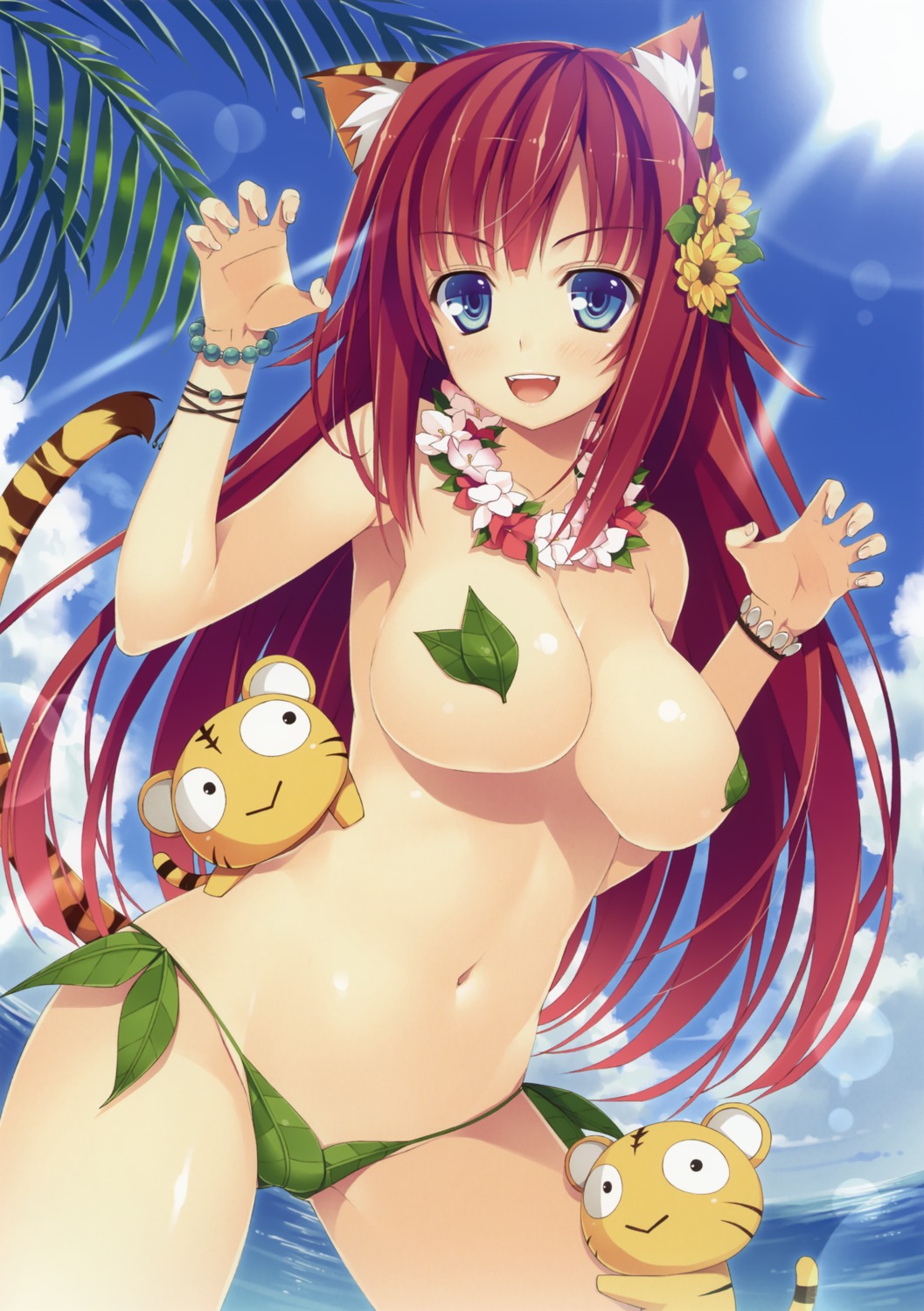 animal_ears bikini pasties swimsuits tail topless yuuki_hagure