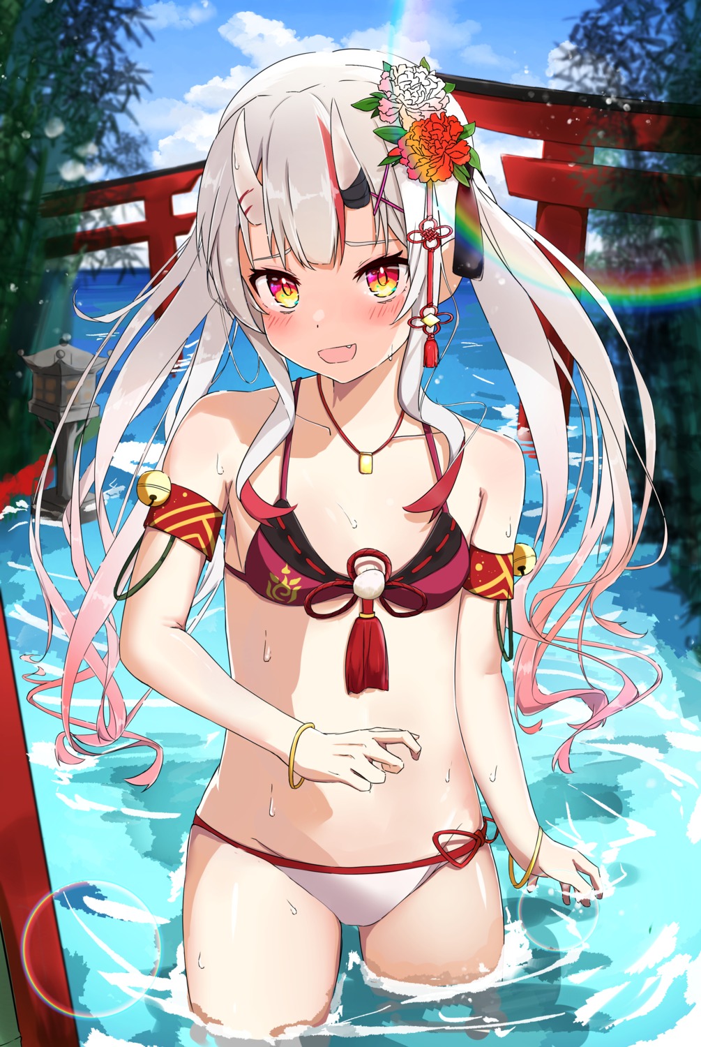 bikini hololive horns nakiri_ayame spice swimsuits wet