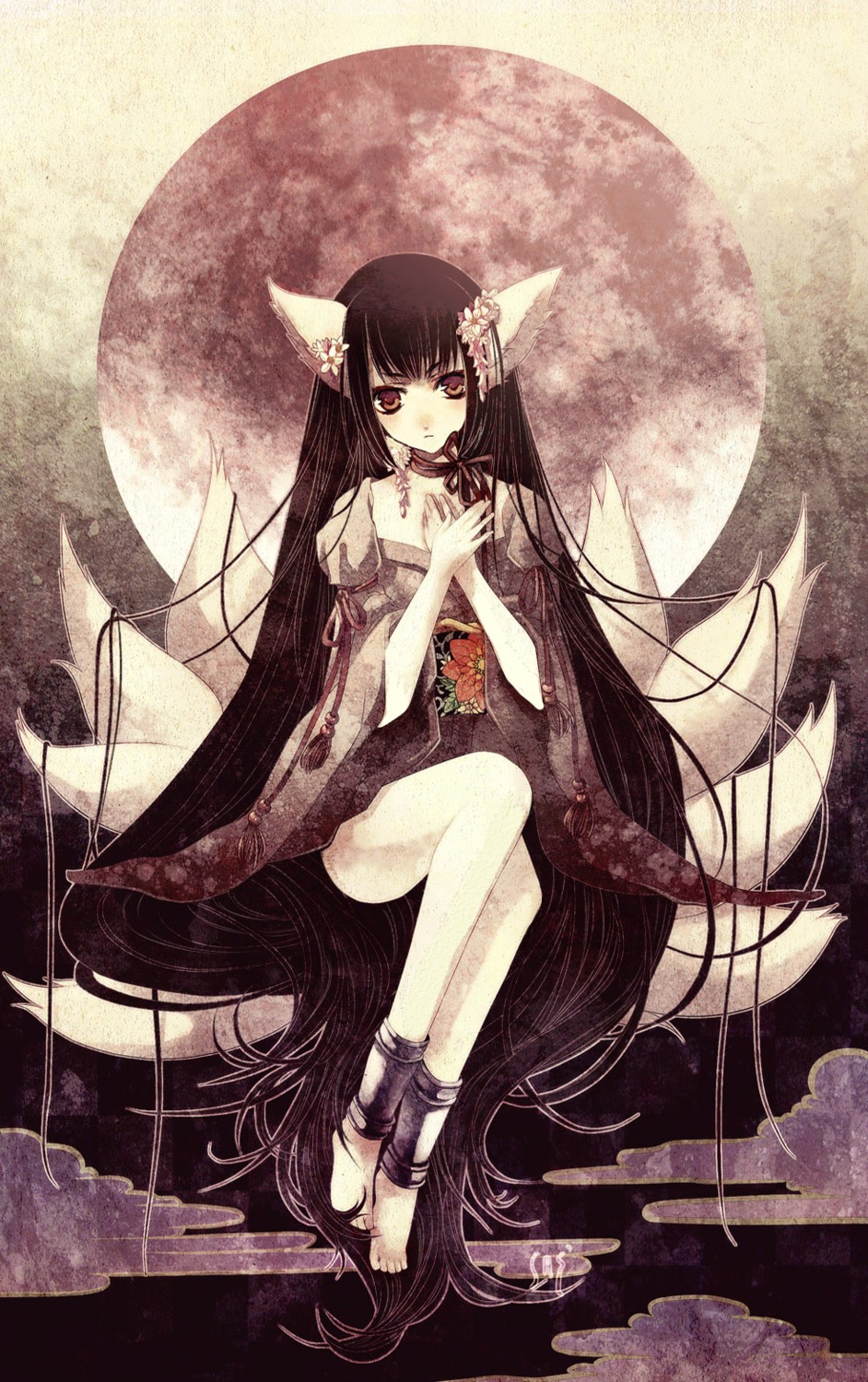 animal_ears ishikawa_sae kimono kitsune lolita_fashion nekomimi wa_lolita