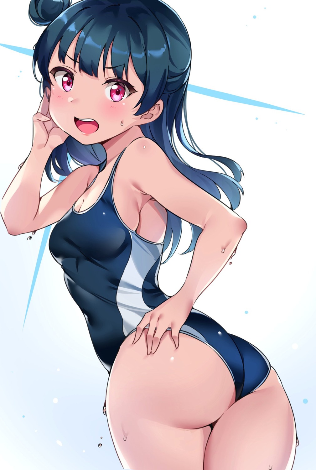 ass ass_grab cleavage love_live!_sunshine!! swimsuits tem10 tsushima_yoshiko