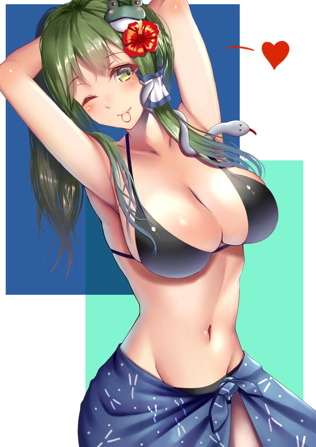 atelier_yuu bikini cleavage kochiya_sanae swimsuits touhou