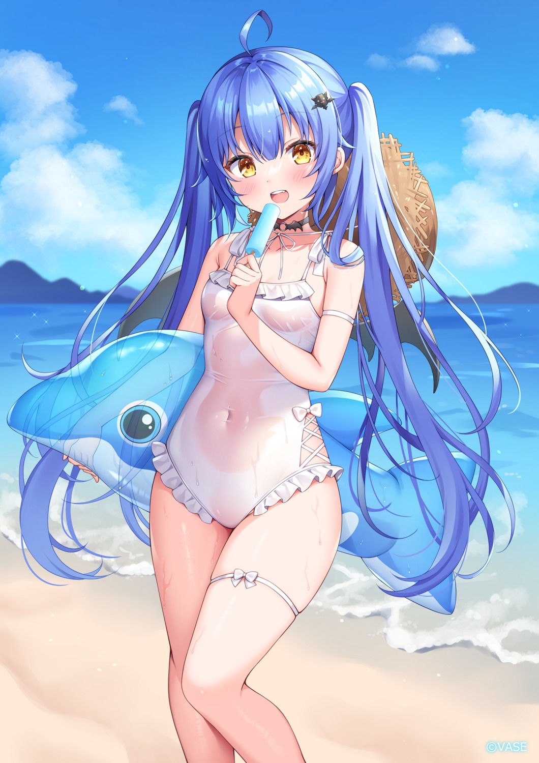 garter lilia_tsepel see_through siooooono swimsuits vase_(vtuber_group) wet_clothes