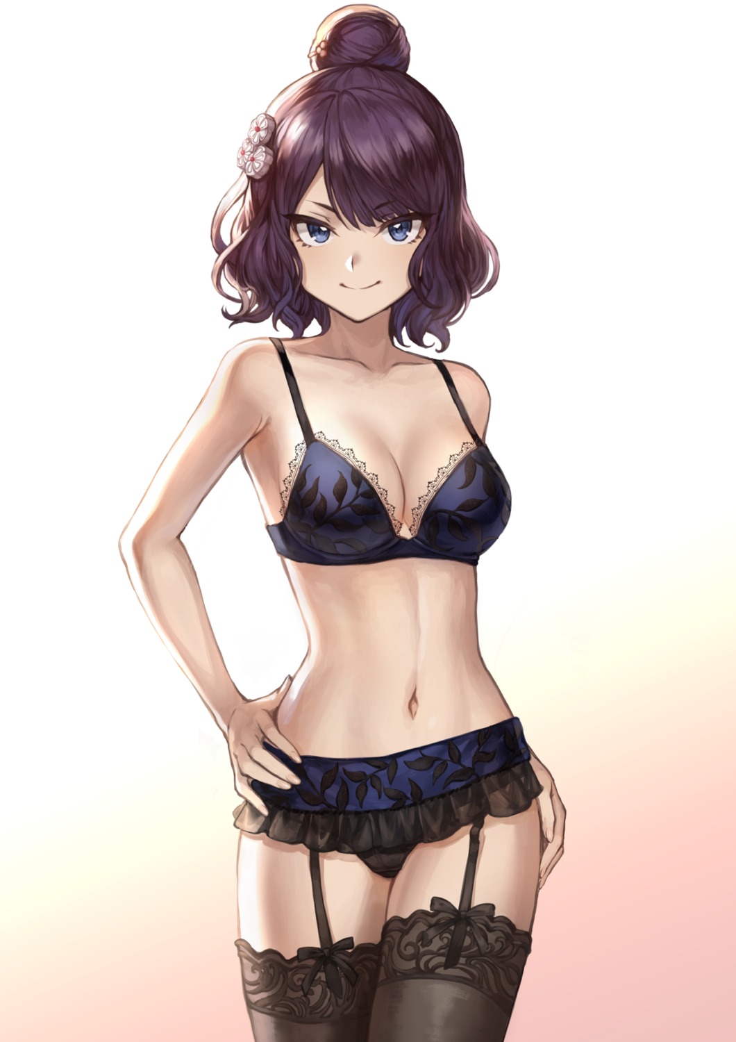 bra cleavage fate/grand_order katsushika_hokusai_(fate) mashu_(003) pantsu stockings thighhighs