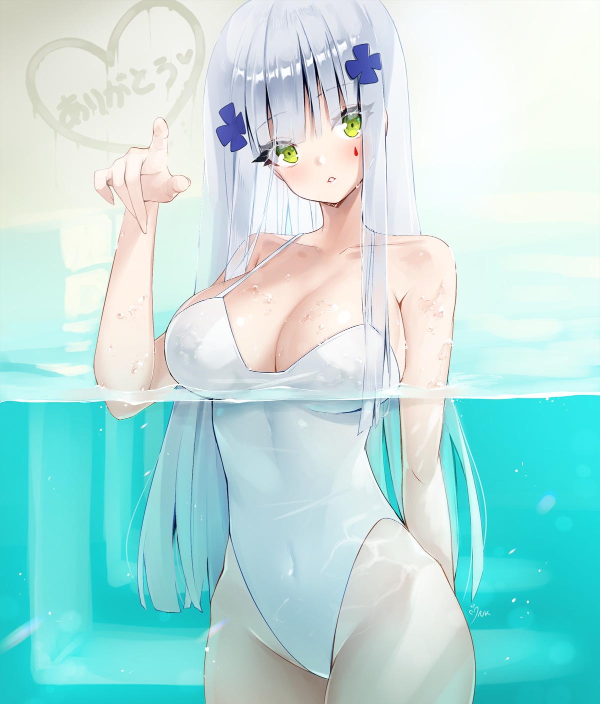 ankkoyom cleavage girls_frontline hk416_(girls_frontline) swimsuits wet