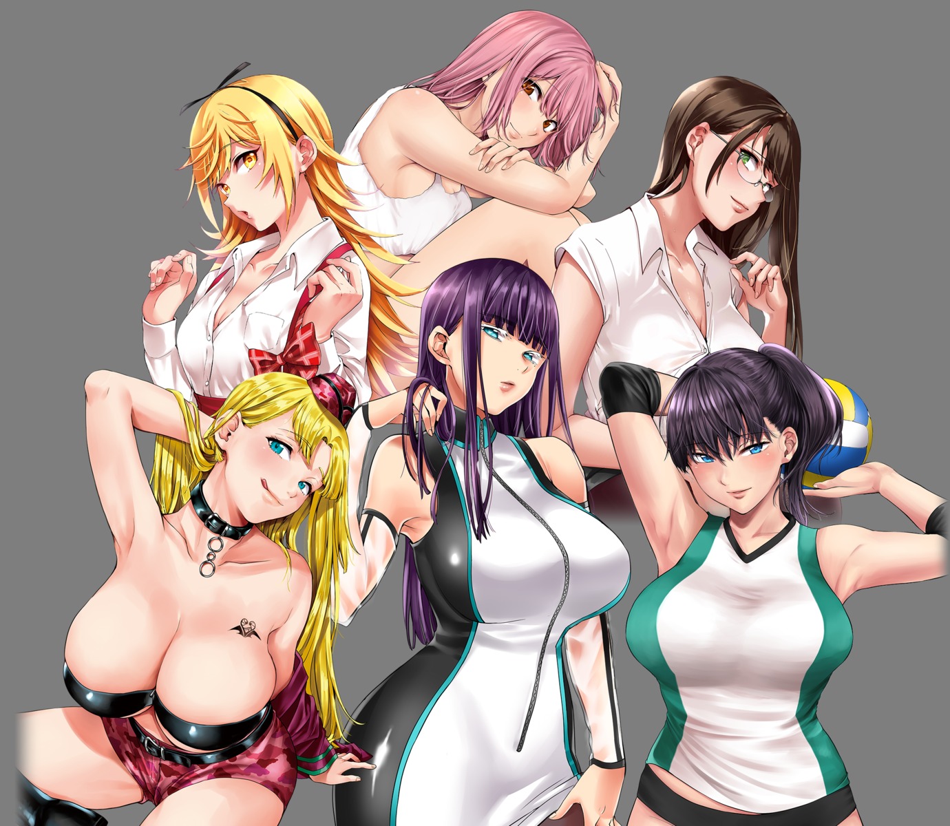 buruma chloe_mansfield cleavage dress gym_uniform hanyuu_yuzuki kamiya_karen kitayama_rena megane no_bra open_shirt pantyhose see_through seifuku shouno_kotarou shuumatsu_no_harem skirt_lift suou_mira tattoo toudou_akira_(shuumatsu_no_harem) transparent_png